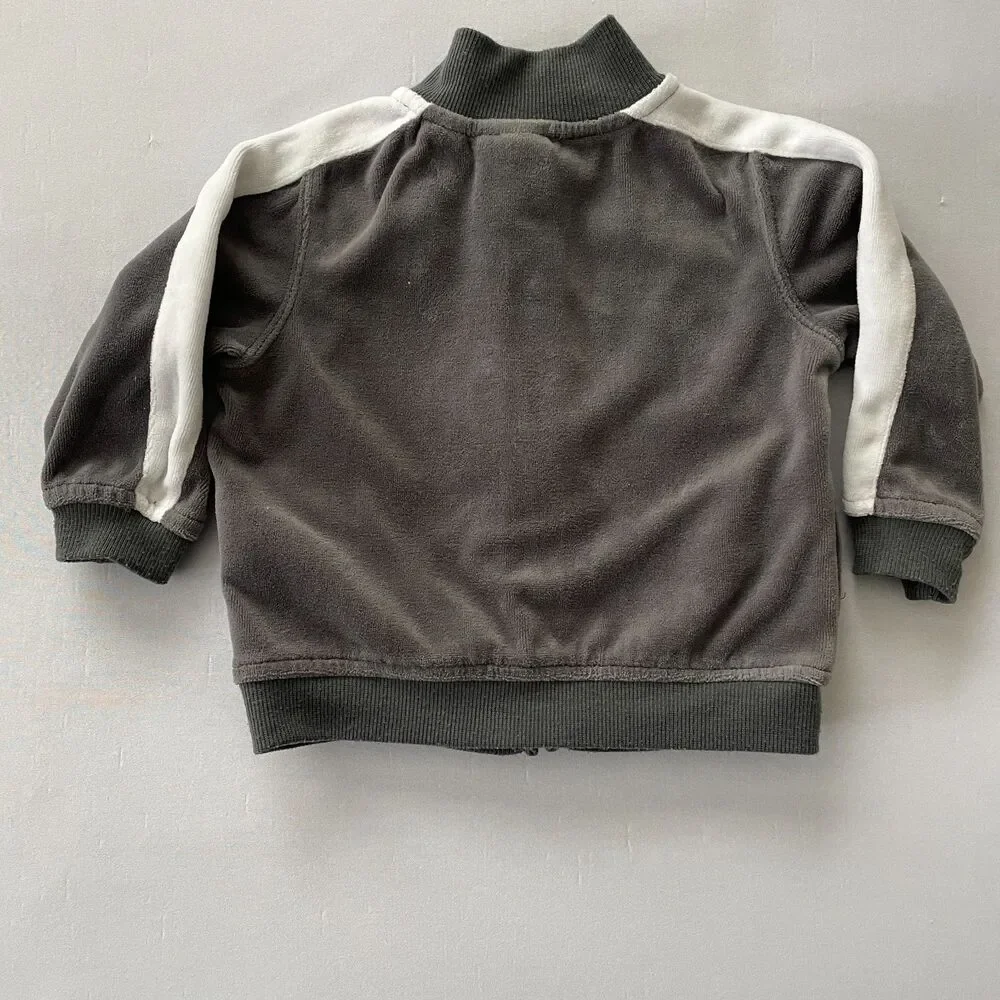 ~ Kids Puma 18m Velour Gray Jacket Full Zip Grey Soft Baby Toddler 18 mo White